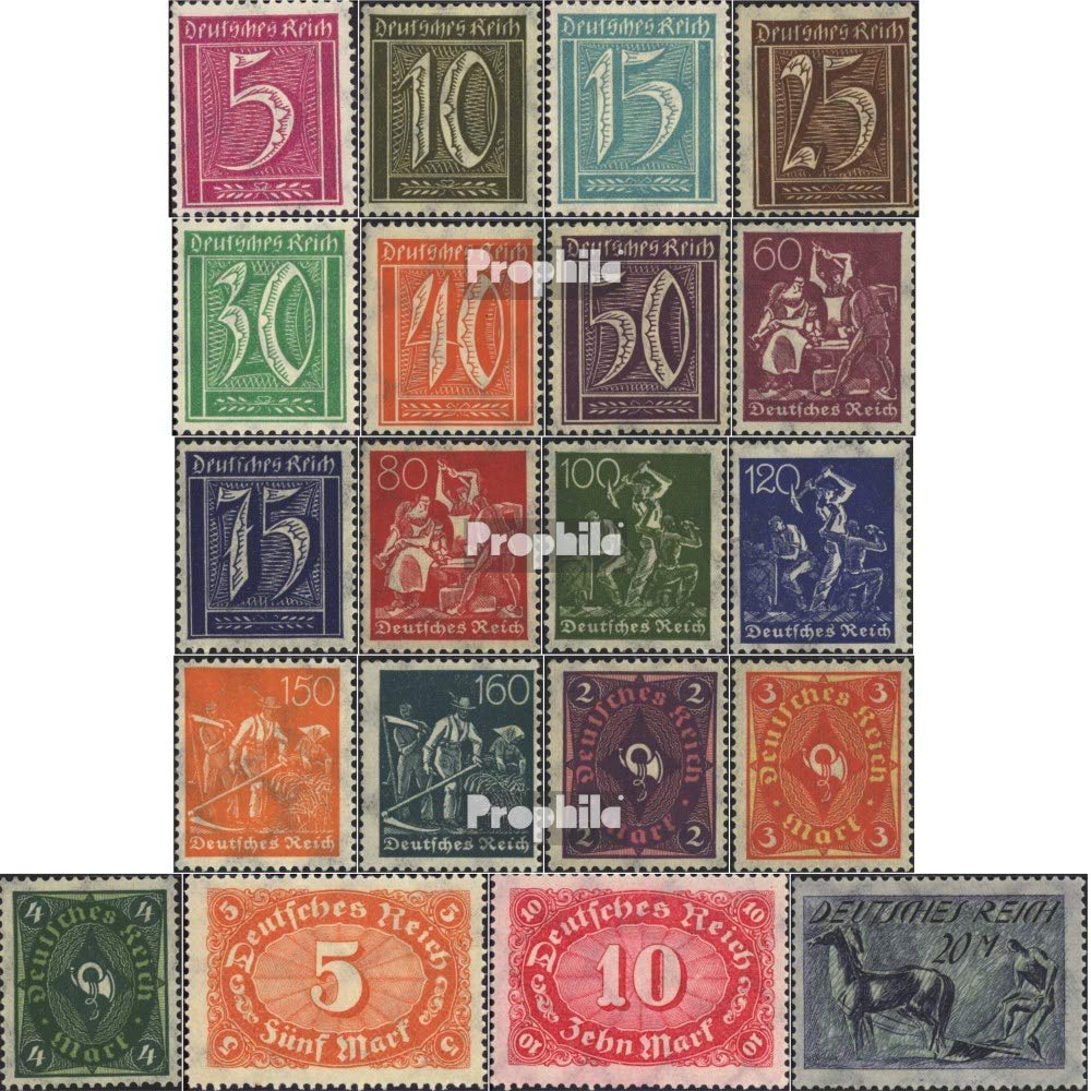German Empire 177-196 (Complete.Issue.), with Watermark 2 (Waffles) unmounted Mint/Never hinged ** MNH 1921 Numbers and Workers (Stamps for Collectors)