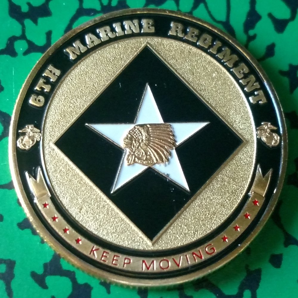 Marine Corps 6th Marine Regiment Military Colorized Challenge Art Coin
