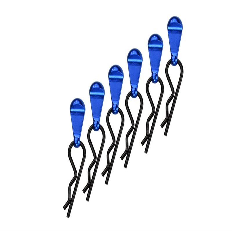 Body Clips + Aluminum Mount For 1/5 To 1/8 Models - 6Pcs Set Blue