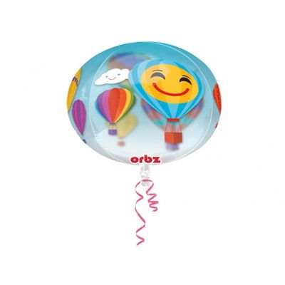 15" Smiley Face Hot Air Balloons Clear Orbz