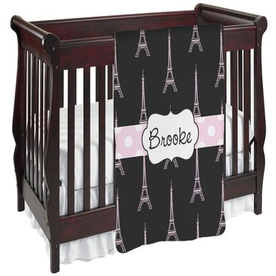 Personalized Black Eiffel Tower Baby Blanket (Double Sided)