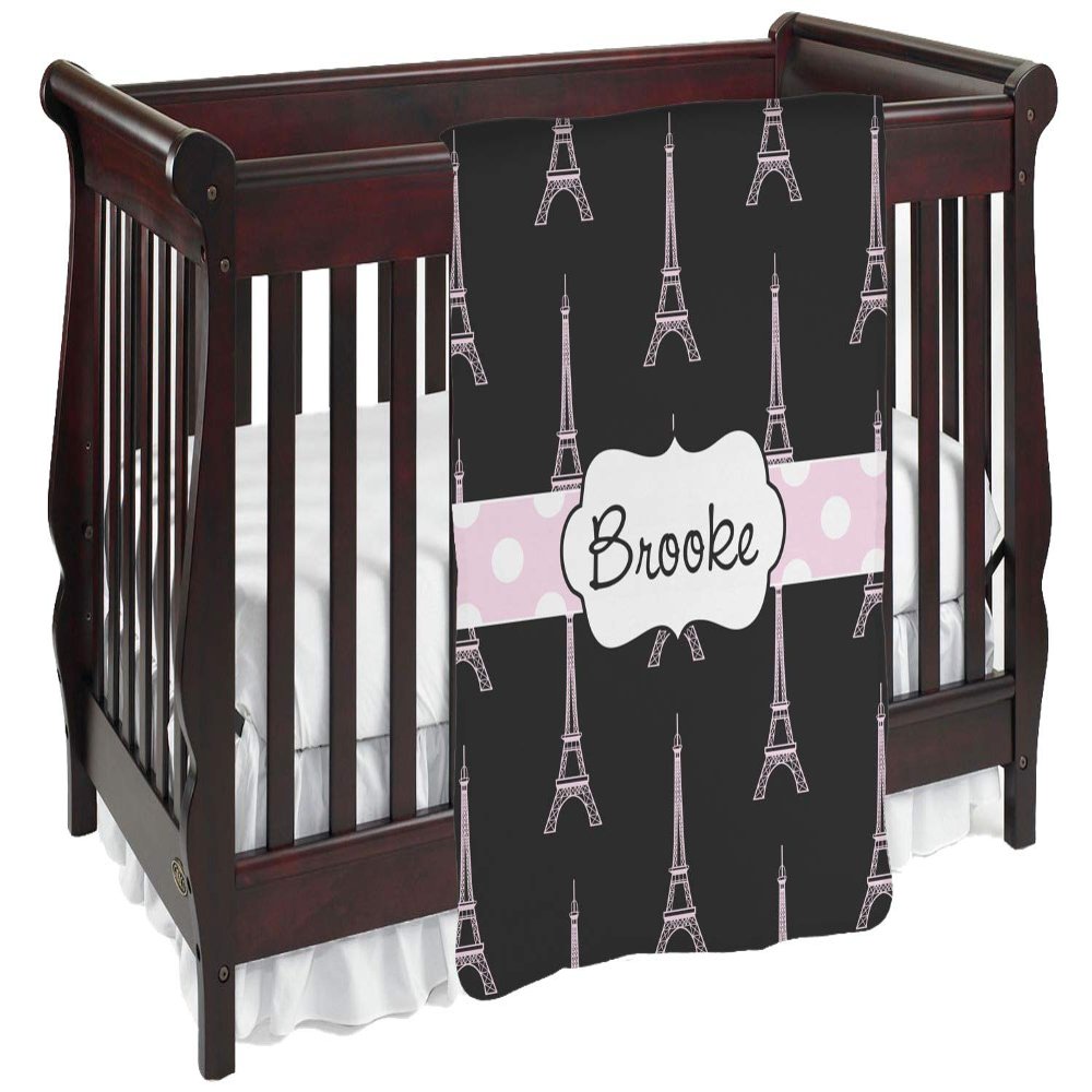 Personalized Black Eiffel Tower Baby Blanket (Double Sided)