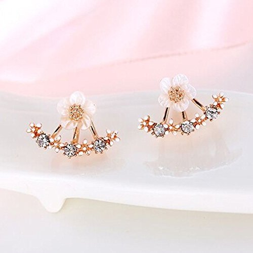 Gold/Silver Crystal Flower Ear Piercing Stud Earrings