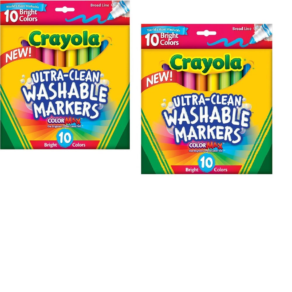(2 Pack) Crayola Ultraclean Broadline Bright Markers 10 count2