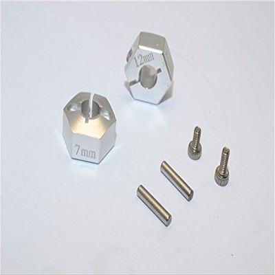 GPM For Tamiya TT02B Upgrade Parts Aluminum Hex Adapter 12X7mm - 2Pcs Set Silver