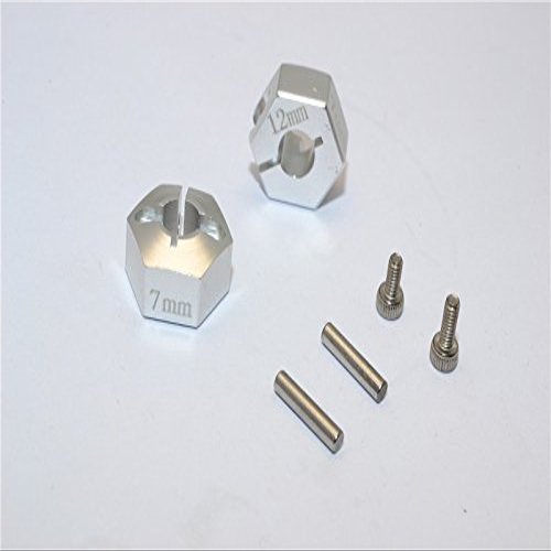 GPM For Tamiya TT02B Upgrade Parts Aluminum Hex Adapter 12X7mm - 2Pcs Set Silver