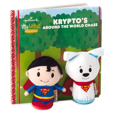 itty bittys SUPERMAN Kryptos Around the World Chase Plush/Book Set Itty Bittys Superheroes