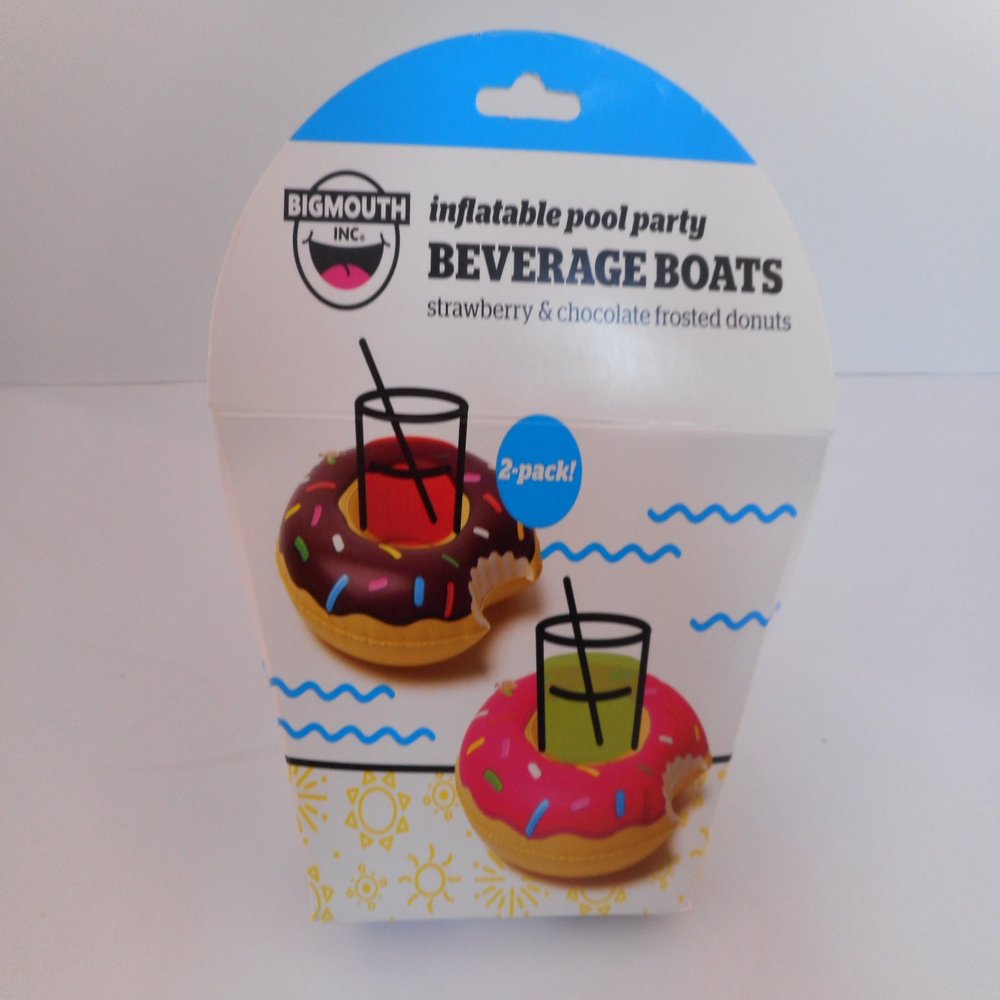 Bigmouth Inflatable Pool Party Donut Beverage Boats 2-pack