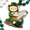 IRISH Leprechaun Playing Lire Harp Mardi Gras Bead Necklace Ireland Favor Parade view 2