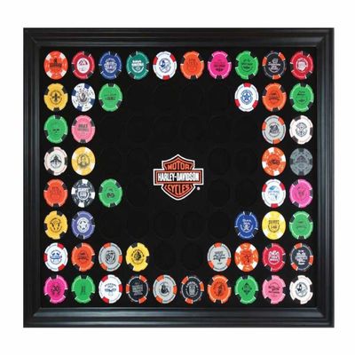 Harley-Davidson Bar & Shield Chip Collector's Frame, Holds 76 Poker Chips 6976