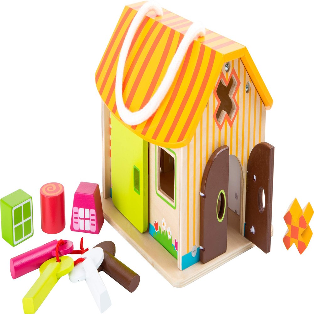 Small Foot Wooden Toys Wood Shed with Keys Motor Skills Playset Designed for Children 12+ Months, Multi (10315)