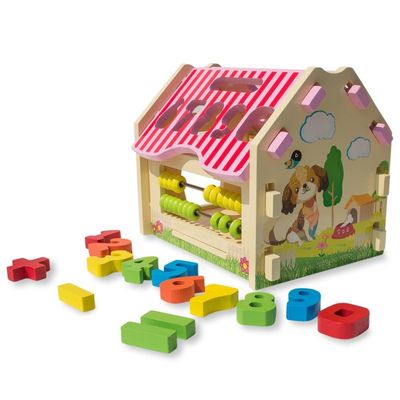 BestPysanky Multi-Function Educational Toy Wooden Counting House with Numbers & Abacus