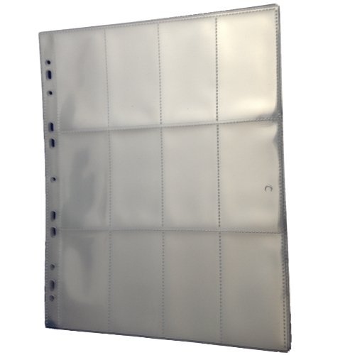 10 x A4 Collector - Storage Album Pages - Many Sizes Available - Acid Free - Banknotes - Trading Cards - Coin Holders - Photography (12 Pockets)