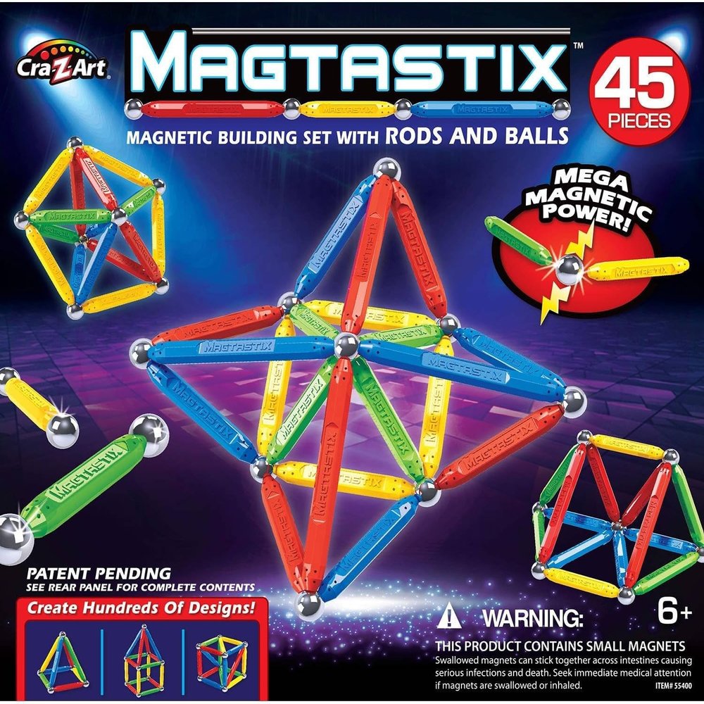 Cra-Z-Art Magtastix Balls & Rods Building Kit for 72 months to 1188 months, (45 Piece) (Package may vary)