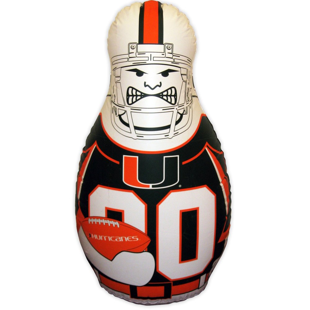 Fremont Die NCAA Miami Hurricanes Bop Bag Inflatable Tackle Buddy Punching Bag, Standard: 40" Tall, Team Colors