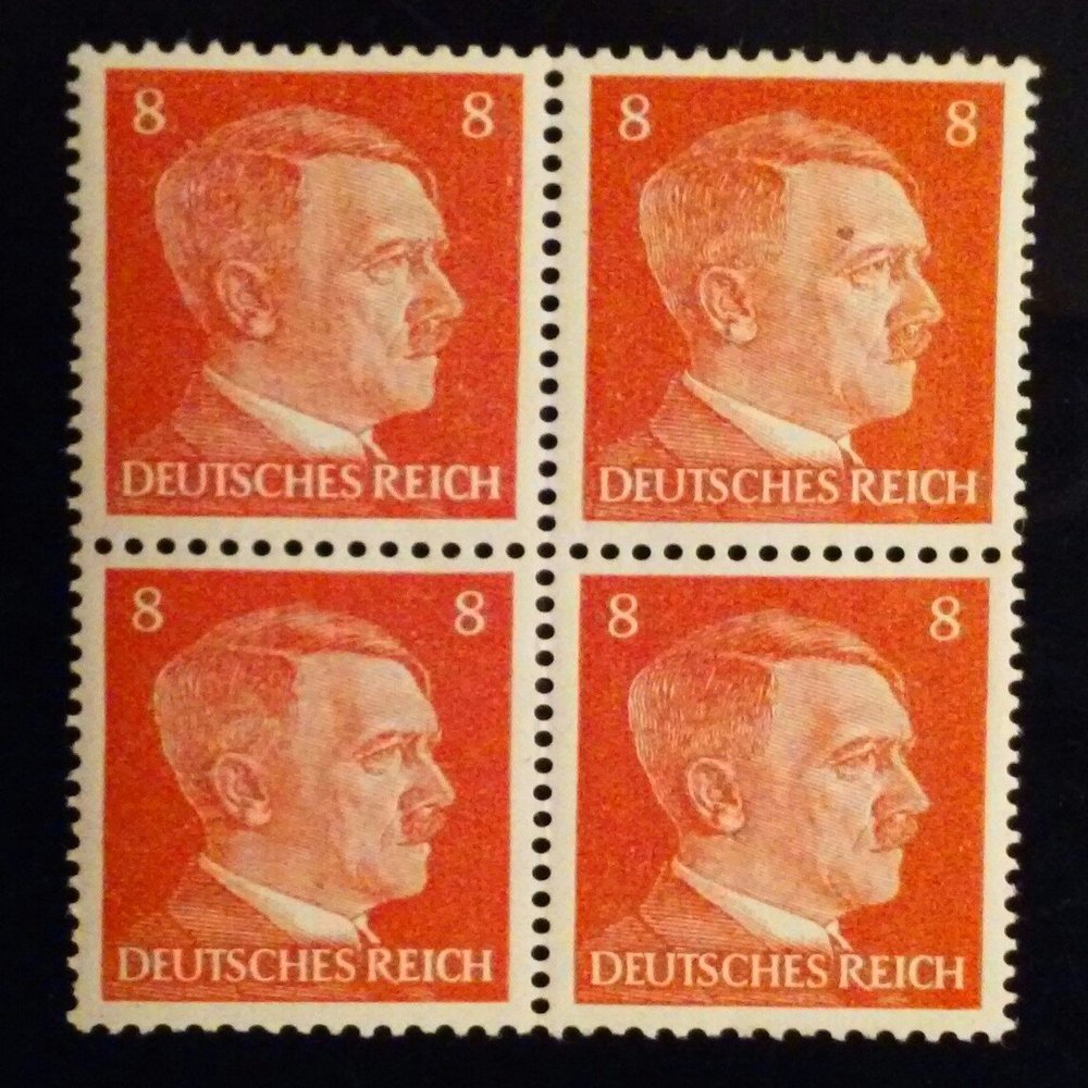 Hitler 8pf Block of 4 Mint Postage Stamps - Third Reich WWII