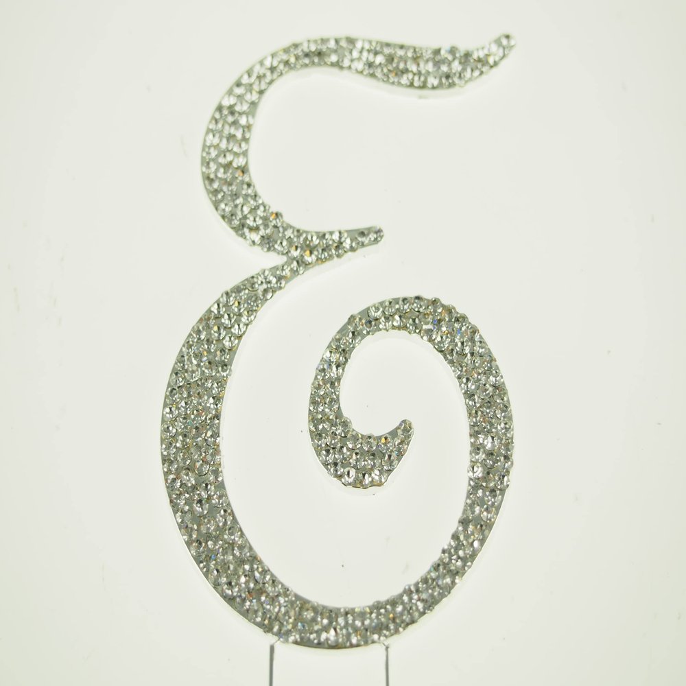 rackcrafts.com A B C D E F G H I J K L M N O P Q R S T U V W X Y Z Cake Topper Letters Wedding Anniversary Diamond Gem Crystal Bling (E)