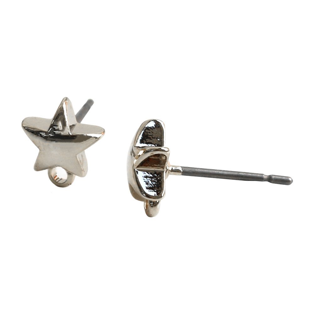 NBK KE977-S Titanium Post Earrings, No Catch, Star, Set of 2, Silver