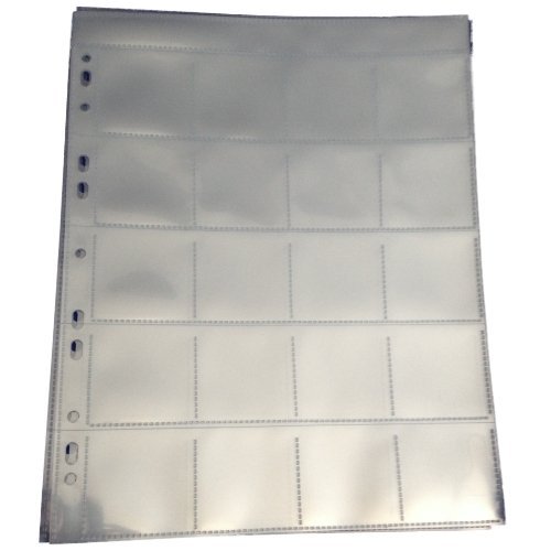 10 x A4 Collector - Storage Album Pages - Many Sizes Available - Acid Free - Banknotes - Trading Cards - Coin Holders - Photography (20 Pockets)