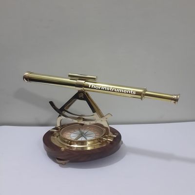 14" Brass Alidade with Compass and Telescope Office Decor Rustic Vintage Home Decor Gifts