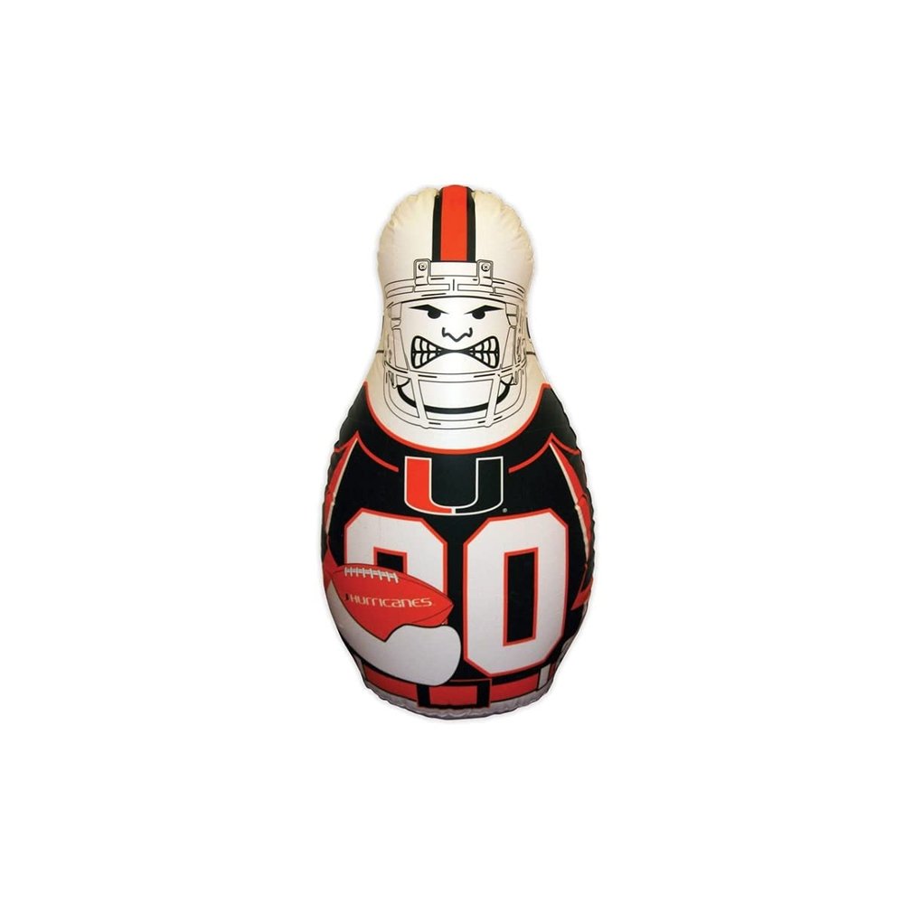 Fremont Die NCAA Miami Hurricanes Bop Bag Inflatable Tackle Buddy Punching Bag, Mini: 12" Tall, Team Colors