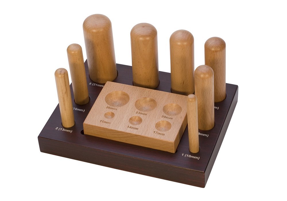 8pc Wood Dapping Set w/Block and Stand