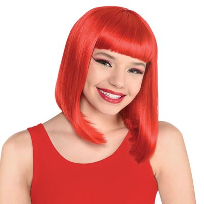 Amscan 3902273.4 Red Long Bob Style Costume Wig, 1 Ct