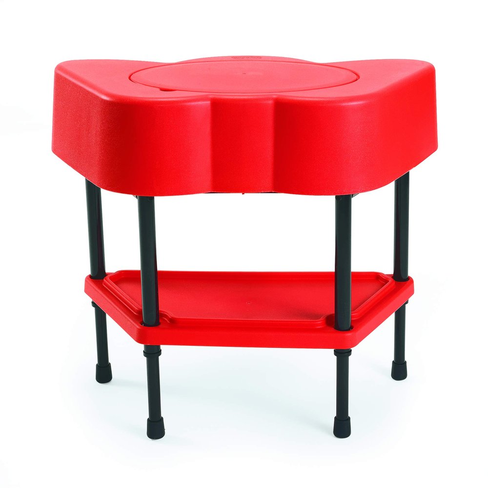 Children's Factory AFB5100PR Toddler Sensory Table with Lid, Adjustable Height Sand & Water Indoor/Outdoor Play Equipment for Kids Playroom/Homeschool/Classroom, Red