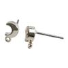 NBK KE979-S Titanium Post Earrings, No Catch, Moon, Set of 2, Silver view 1