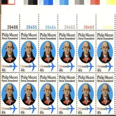 1980 PHILIP MAZZEI #C98 Airmail Plate Block of 12 x 40 cents US Postage Stamps by US Post Office Dept