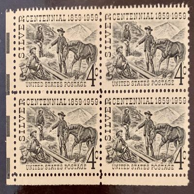 1959 4 X 4 Silver Centennial US Postage Stamp Scott #1130