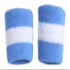 2 Pair (4 pieces) 100% Terry Cloth Pair Wristbands, Stripe Sky view 1
