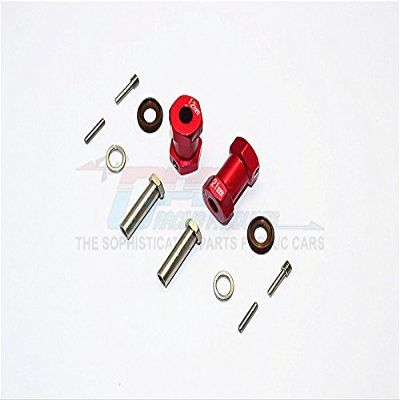Axial RR10 Bomber Upgrade Parts Aluminum Wheel Hex Adapters 21mm Width (Use For 4mm Thread Wheel Shaft & 5mm Hole Wheel) - 1Pr Set Red