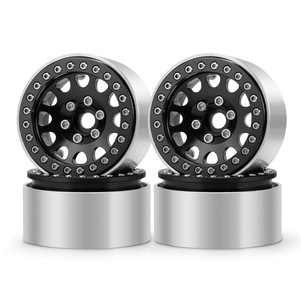 RCLIONS Aluminum Alloy 1.9inch Beadlock Wheels Rims for 1/10th RC Crawler Car SCX10 D90 TRX4 -Pack of 4