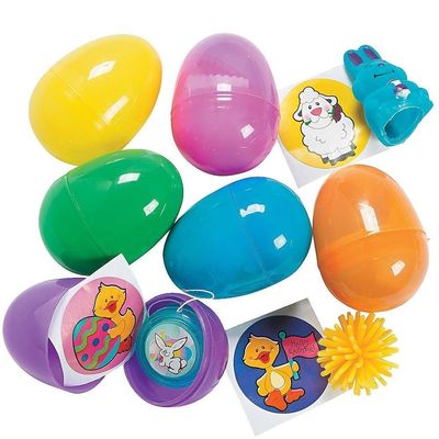 BestPysanky Set if 24 Bright Plastic Easter Egg with Toys 2.25 Inches