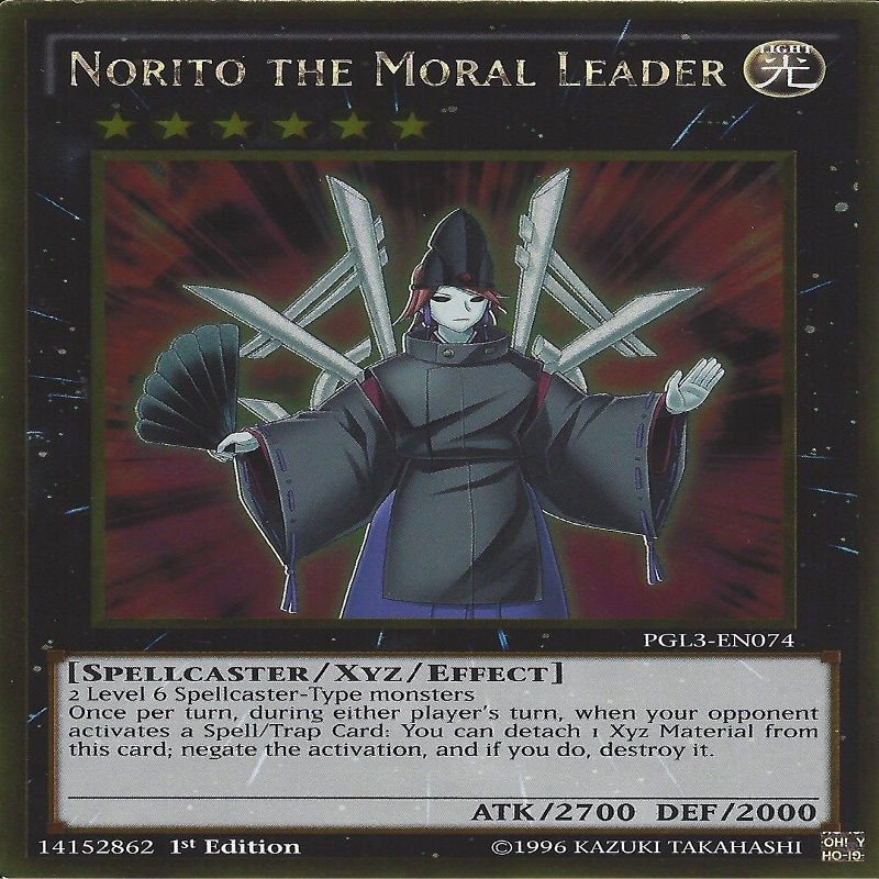 3x Yugioh PGL3-EN074 Norito the Moral Leader 1st Edition Gold Rare .HN#GG_634T6344 G134548TY52554