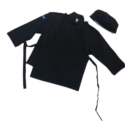 CHEFSKIN Jet Black Twill Children Chef Set: Jacket, Apron & Hat, Lightweight Soft Fully Adjustable all sizes (BABY-TODDLER (12-36 mos))