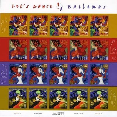 USPS Let's Dance Bailemos Sheet of Twenty 37 Cent Stamps Scott 3939-42