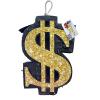 APINATA4U 20" Black & Gold Money Dollar Sign Pinata - Elevate Your Las Vegas Themed Party or Casino Celebration with this Eye-Catching Money Symbol Decoration! view 1