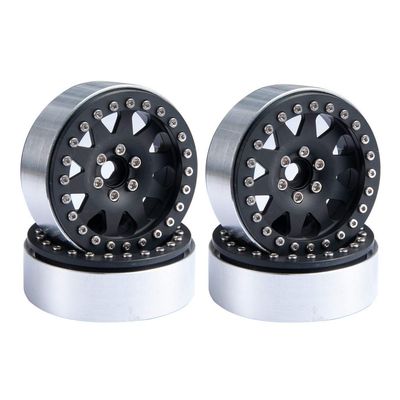 RCLIONS 2.2inch RC Beadlock Wheels Rims Aluminum Alloy for 1/10 Rock Crawler Car Axial Wraith -Pack of 4pcs (Black)