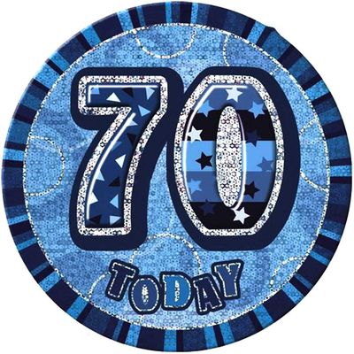 Gifts 4 All Occasions Limited SHATCHI-715 70th Badge Glitz Black Birthday Decorations Unisex Party Supply