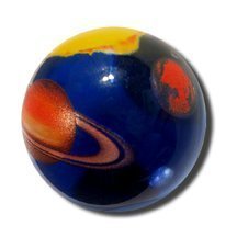 Solar System Marble 35mm Boxed Art Glass Shooter by Shasta Visions