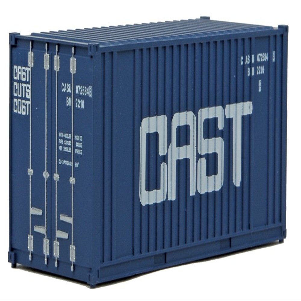 Walthers SceneMaster 20' Corrugated Container with Flat Panel-CAST (Blue, White) 949-8009 HO Scale Model Railroad - Freight Model