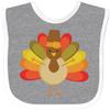inktastic Thanksgiving Pilgrim Turkey Holiday Baby Bib Heather and White Dd49 view 1