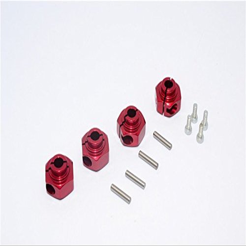 Axial SMT10 Grave Digger (AX90055) Upgrade Parts Aluminum Hex Adaptors (12mm) - 4Pcs Set Red