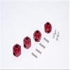 Axial SMT10 Grave Digger (AX90055) Upgrade Parts Aluminum Hex Adaptors (12mm) - 4Pcs Set Red view 1