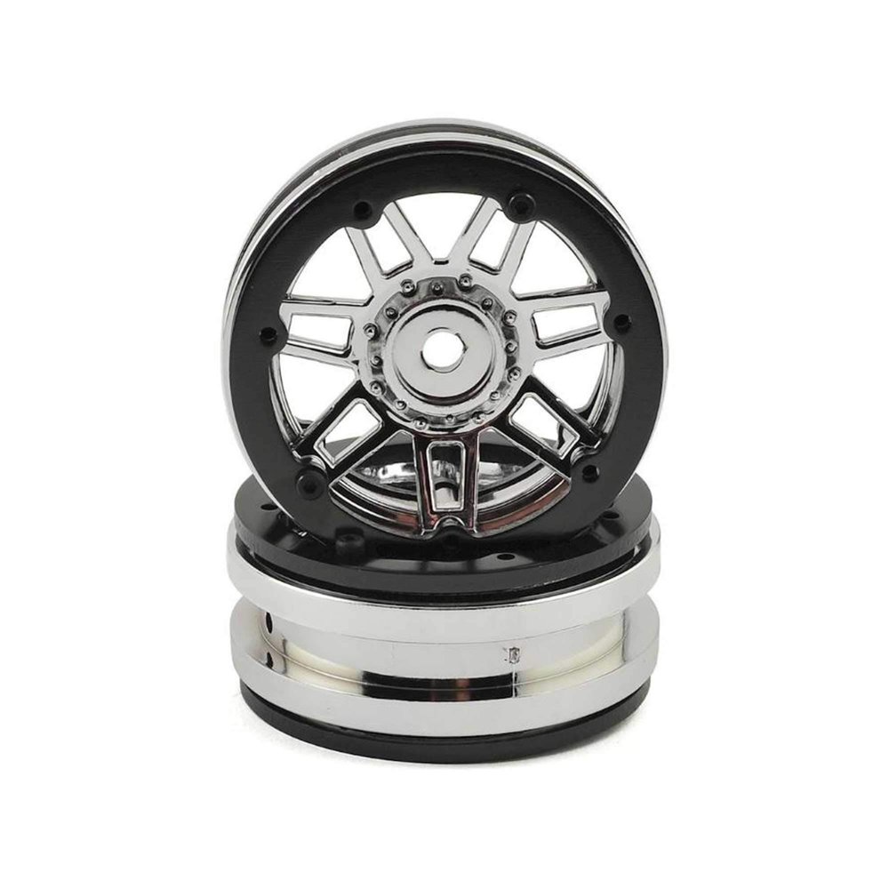 Pit Bull Xtreme RC 1.9 Beadlock Raceline #931 Injector, Chrome/Black (2), PBTW19931CB
