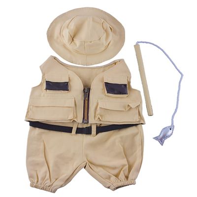 Fisherman w/Hat and Pole Outfit Teddy Bear Clothes Fits Most 14" - 18" Build-A-Bear and Make Your Own Stuffed Animals