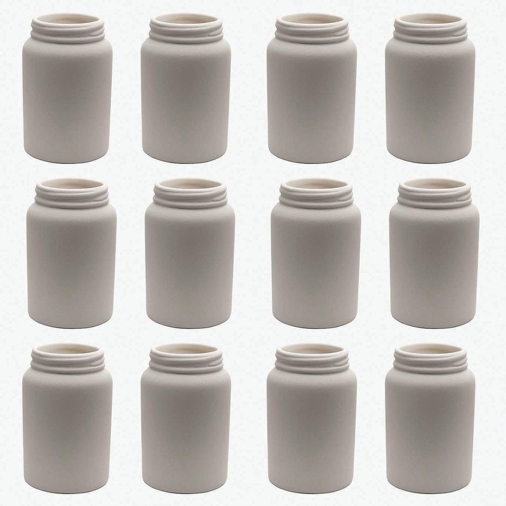 Color-Mea, Ceramic Bisque Mason Jar (Pack of 12)