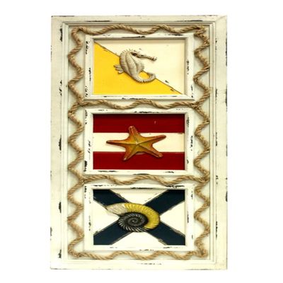 Entrada Sailors Nautical Ocean Animals Wall Decor, 36" x 14" x 0.75", Beige